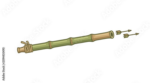 Quadro su tela Bamboo Blowgun Vector Illustration with Darts