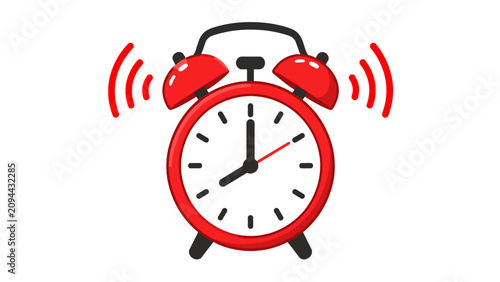 Tableau sur toile Red ringing alarm clock isolated on white background