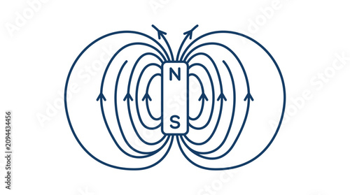 Billede på lærred Bar Magnet Magnetic Field Vector Illustration