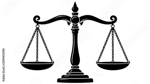 Obraz na płótnie Black balance scale silhouette isolated on white background