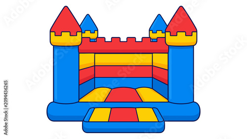 Schilderij op canvas Colorful inflatable bounce house castle vector illustration