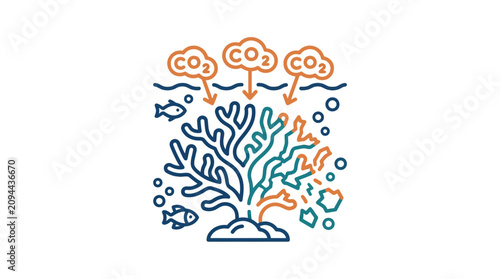 Foto Coral Bleaching and Ocean Acidification Infographic