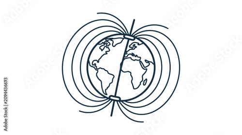 Canvas-taulu Earth Magnetic Field Outline Vector Illustration