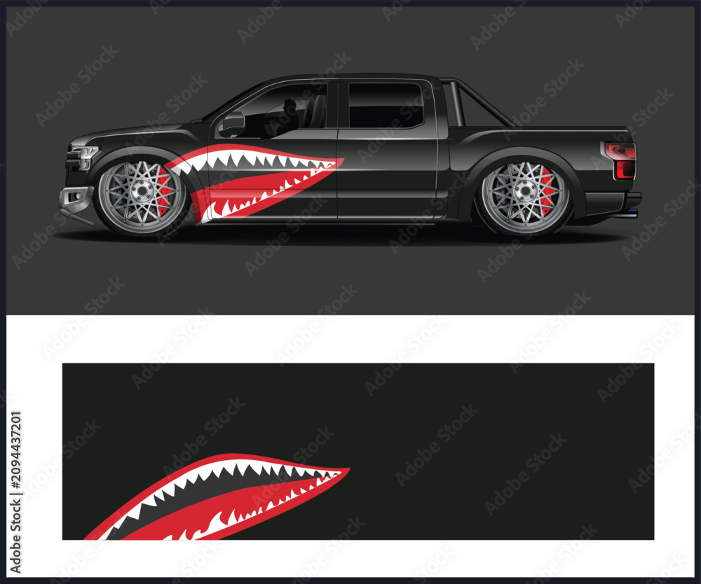 Fototapeta premium Dynamic Shark Graphics for Truck Wrap Design