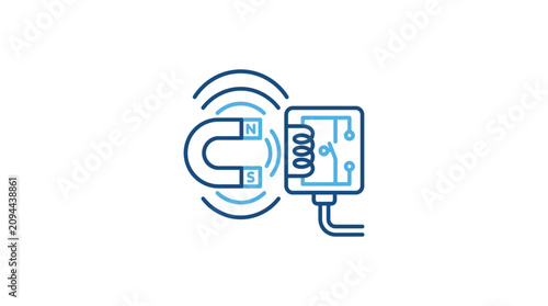 Billede på lærred Electromagnetic Relay Switch Vector Illustration