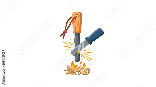 Ferro Rod Fire Starter Vector Illustration
