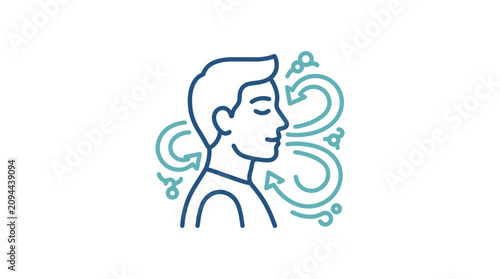 Foto Person Breathing Deeply Minimal Vector Illustration