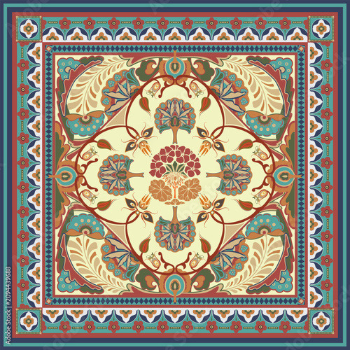 vintage symmetric floral ornament vector. elegant ethnic paisley style pattern for fabric.