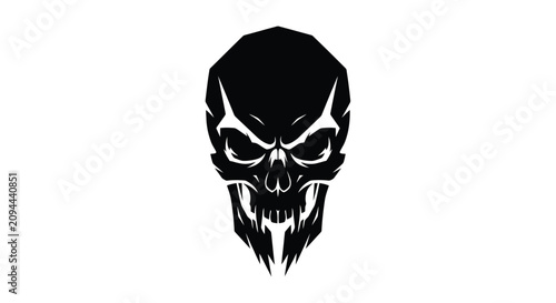 Slika na platnu Dark Skull Illustration with Menacing Expression for Horror Art.