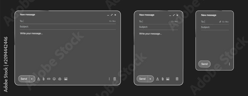 Tableau sur toile Glass new mail message UI screen set with responsive desktop, tablet and mobile