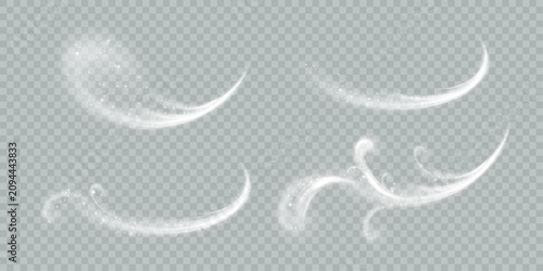 Foto White winter swirls with snowy wind trails for Christmas design, seasonal decorations, weather effects and festive illustrations on transparent background