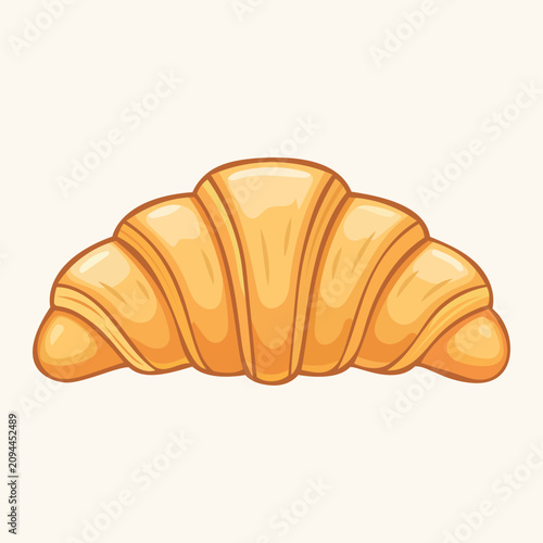 Fresh golden croissant illustration. Tasty French pastry vector. Delicious bakery food icon design.