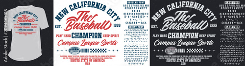 Photos Vintage New California City Baseball Champion Campus League Typography and T-Shi