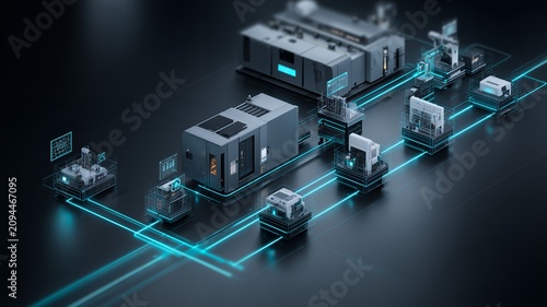 Smart Factory Automation Infrastructure with Connected Industrial Production Systems, Digital Manufacturing Network Architecture, Enterprise Industry 4.0 Platform, Intelligent Factory Operations