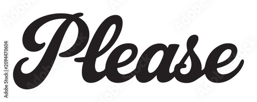 Bilde på lerret Elegant black cursive text please on transparent background for design