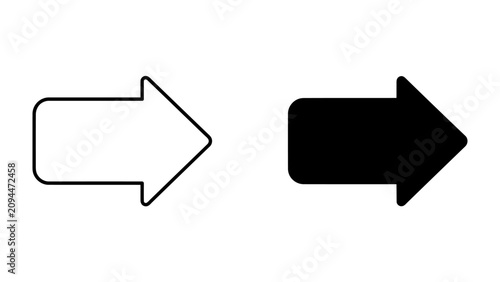 Canvastavla Arrow Set: A graphic resource showcasing two directional arrows, one outlined in white and the other solid black, both pointing towards the right, symbolizing direction, progress, and choice