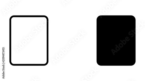 Fotografía Contrast of Shapes: A stark comparison of a white rounded rectangle next to a solid black rounded rectangle on a white background, symbolizing duality and balance