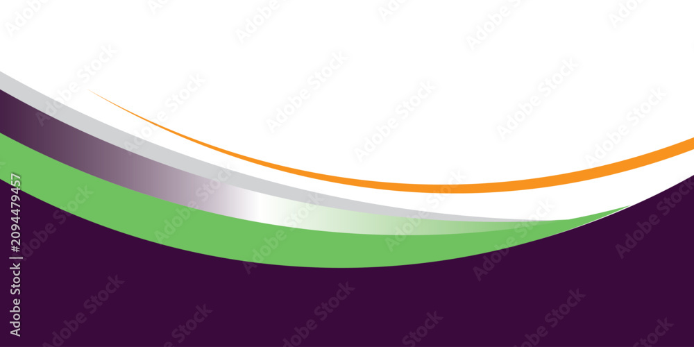 Obraz premium Modern abstract corporate header wave vector background with orange, green, and dark purple curved shapes.eps 10