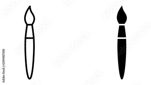 Brushstroke Contrast: Two artist brushes, one an outline and the other a solid silhouette, represent the duality of creativity and artistic expression.