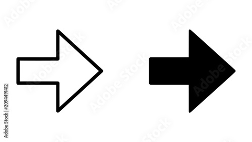 Canvas-taulu Directional Arrows: Two contrasting arrow icons, one outlined and one solid black, clearly indicate a forward direction