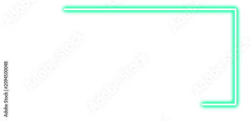Принти на полотні Glowing Green Neon Open Rectangular Frame Incomplete Light Tube Border Graphic E