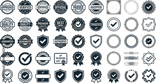 Obraz na płótnie Approved certified and verified quality stamp vector set featuring authentic gua