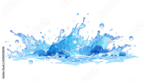 飛び散る水の瞬間を表現した透過イラスト素材、スプラッシュ、飛沫、水滴、液体、波紋、しずく、着水、衝撃、水面、流体、背景なし、切り抜き、PNG、合成素材、動画編集、ゲーム演出、広告、バナー、ポスター、サムネイル、配信、飲み物、洗浄、自然、海、爽快感、清潔感、装飾、リアル、魔法、水属性、ファンタジー、必殺技、エフェクト、商用利用、ストック素材、高品質、デザイン制作、映像用、印刷物、資料作成用、店舗装飾