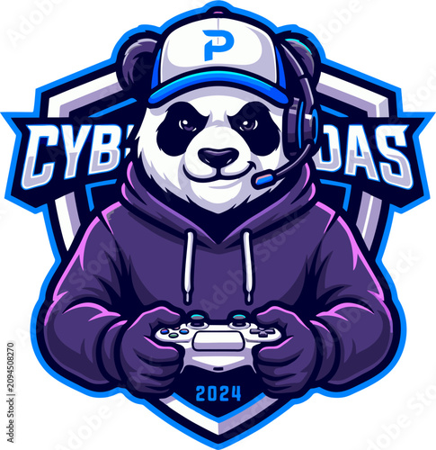 panda gaming logo vector