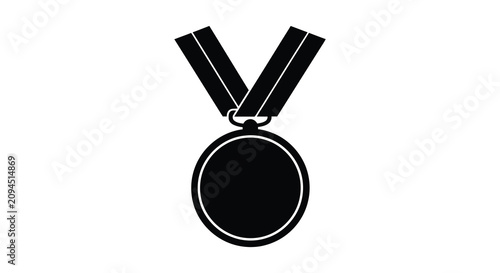 Bild auf Leinwand Medal Silhouette With Ribbons Black On White Background