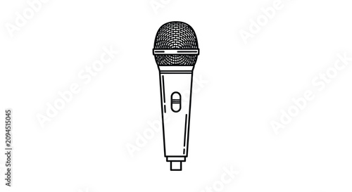 Foto Microphone Line Art On White Background Vocal Recording Equipment