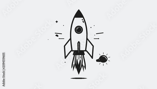 Obraz na płótnie Rocket Ship Launching Into Space.