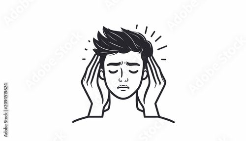 Canvastavla Man with hands on head stressed.