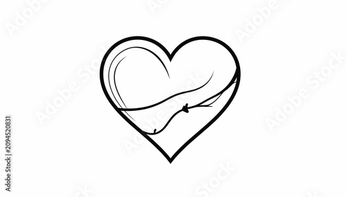 Fotografie Heart with broken line inside symbol.