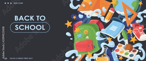 Принти на полотні Start of school year banner template