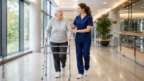 Senior Woman in Stroke Rehabilitation Session