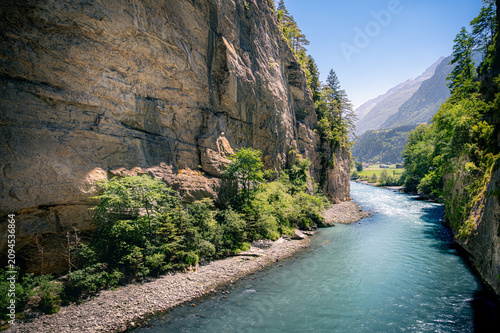 Aare river in the East part of the Aare Gorge (Aareschlucht), Bernese Oberland region of Switzerland