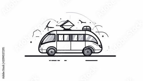 Fotografía Vintage camper van with luggage.