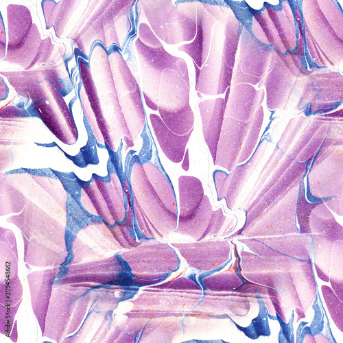 Seamless Indigo Ebru Abstract Pink and Blue Marble Pattern with Fluid Art Feelings, Showcasing a Vibrant Blend of Colors and Textures Ideal for Artistic Design