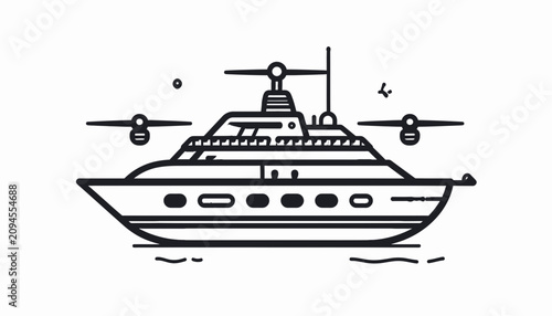 Foto Large Luxury Yacht Boat Watercraft Vessel.