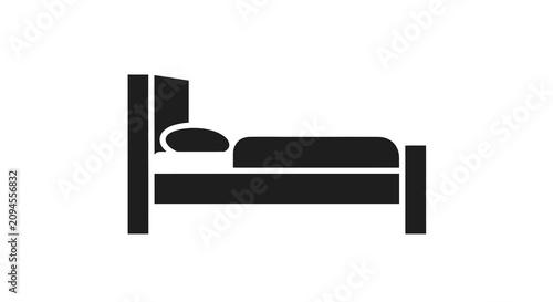 Photos Bed Silhouette On White Background Minimalist Furniture Icon