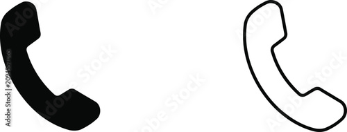Photos Black solid phone receiver and white outline phone receiver technology