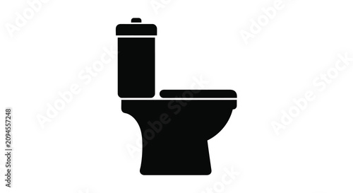 Foto Toilet Silhouette On White Background Simple Sanitary Fixture Design