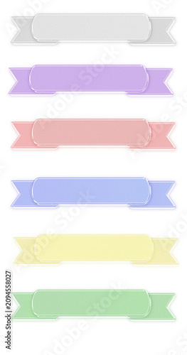 Glitter Crystal Glass Ribbon Banner Label Set with Editable Blank Text Panels, Premium Transparent Glossy Nameplate Collection for UI, Web, Branding and Packaging, Isolated on Transparent Background