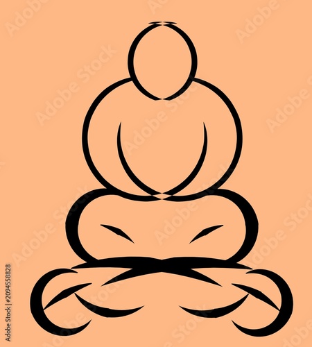 Minimalist Black Line Art Illustration of a Person in Meditation Lotus Pose for Wellness, Mindfulness, and Spiritual Zen Balance