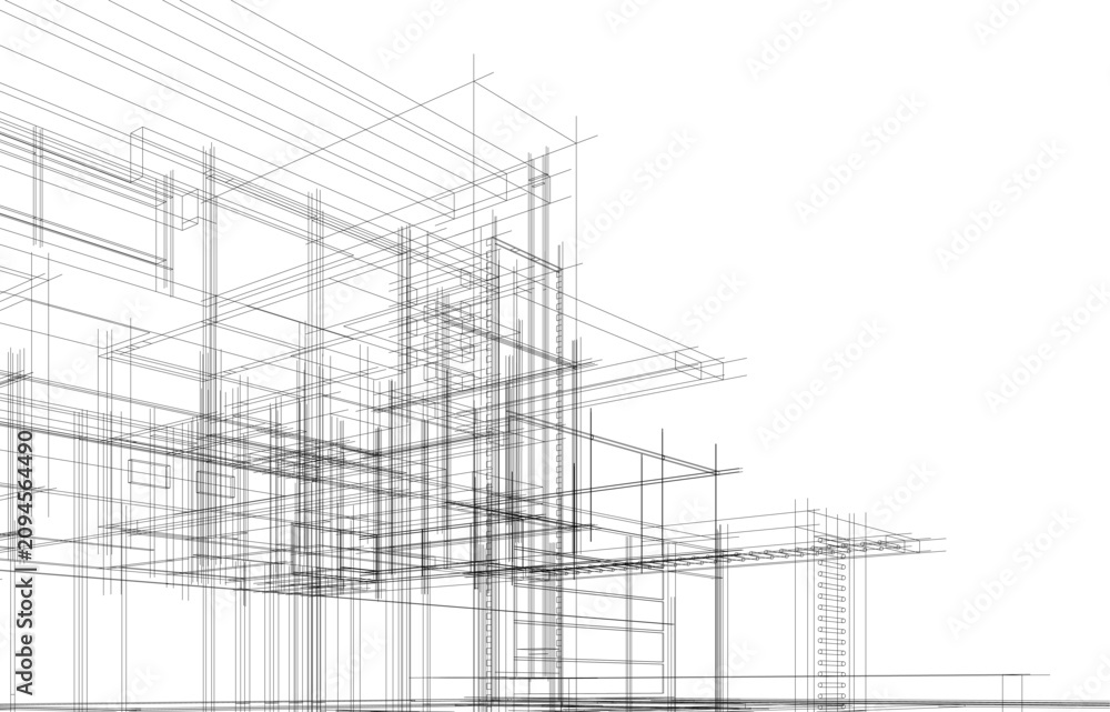Obraz premium house building sketch architecture 3d illustration
