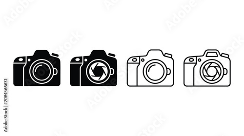 Four Camera Silhouettes In Varying Styles Black And White Silhouette