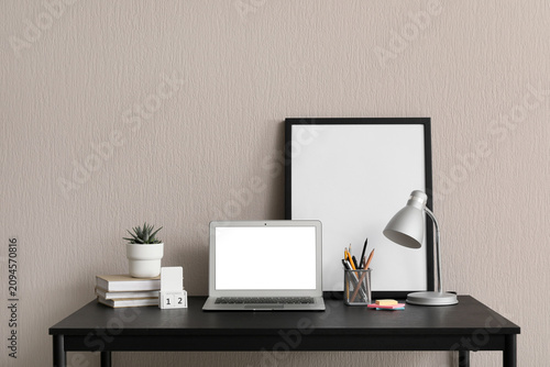 Modern home office desk wit...