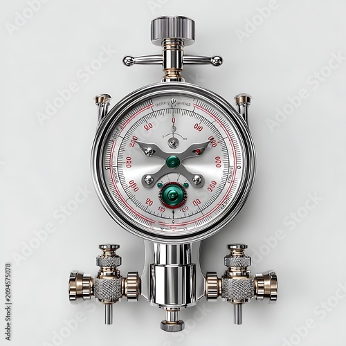 Chrome analog pressure meter tool high resolution image