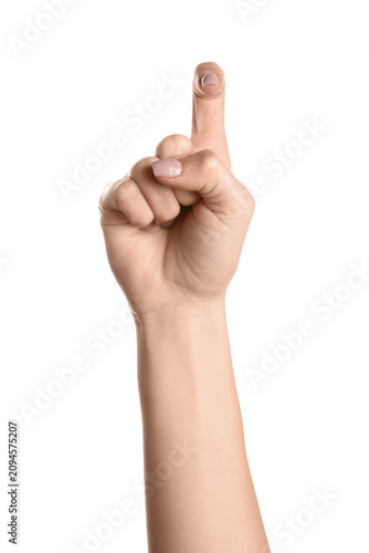 Female hand with index fing...