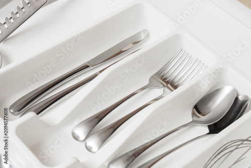 Clean stainless steel cutle...